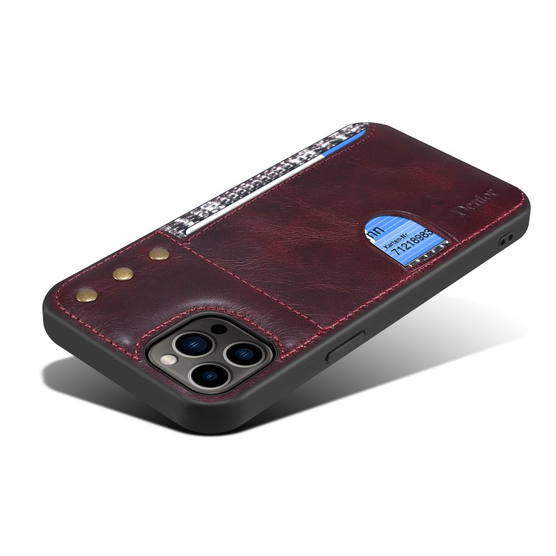 Genuine Wallet Leather Phone Case with Color-blocked leather Texture, Card Slot